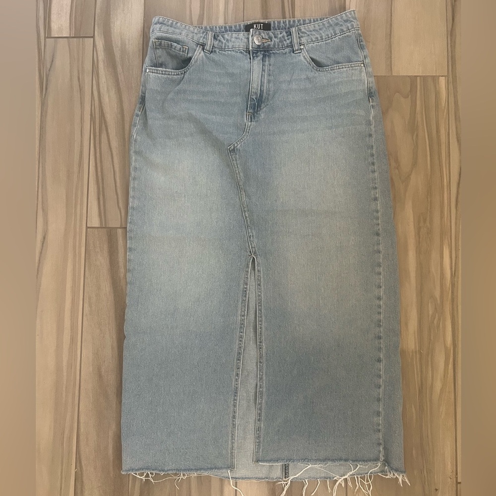 Kut from the Kloth midi length Denim Skirt